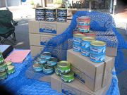 Canned Tuna on Display at Farmers Market